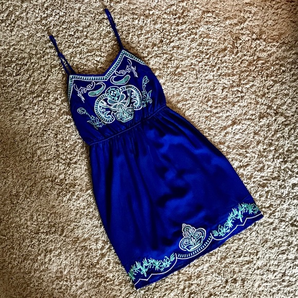 Dresses & Skirts - Royal Blue Sundress with Embroidered Details